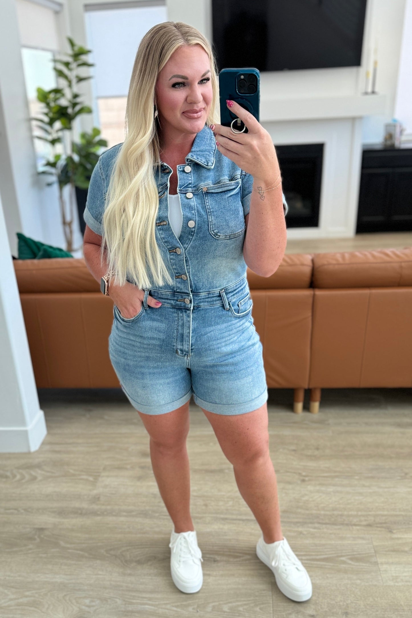 Judy Blue • Delia • High Rise Short Sleeve Romper