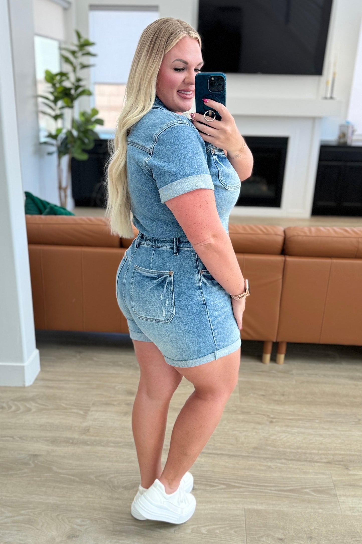 Judy Blue • Delia • High Rise Short Sleeve Romper