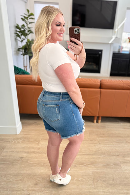 Judy Blue • Kelsey • Mid Rise Distressed Cutoff Shorts