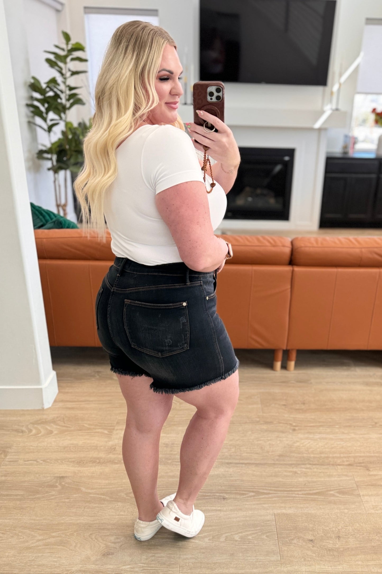 Judy Blue • Ember • High Rise Control Top Fray Hem Shorts
