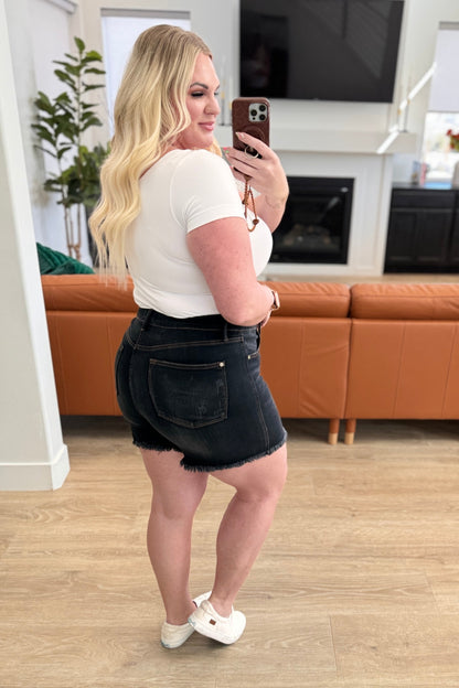 Judy Blue • Ember • High Rise Control Top Fray Hem Shorts