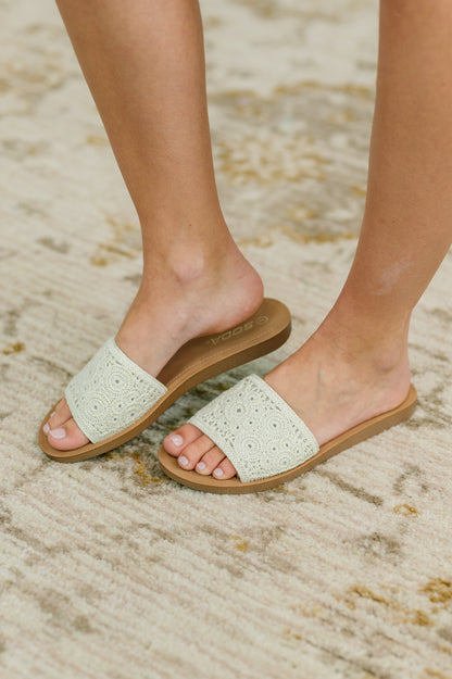Soda • Imelda Off White Crocheted Slip On Sandal