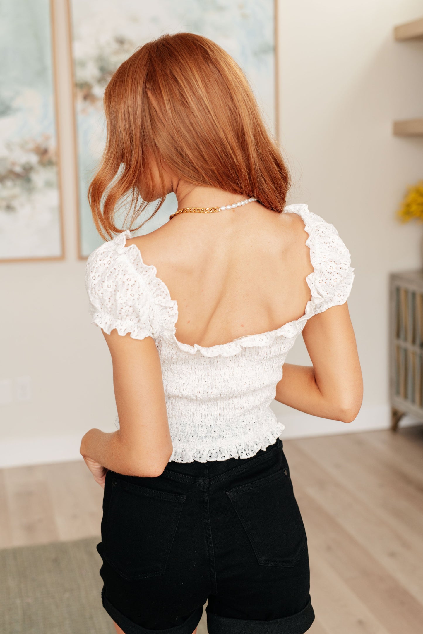 POL • In Fair Verona Button Up Crop in Off White