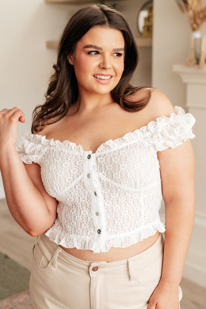 POL • In Fair Verona Button Up Crop in Off White