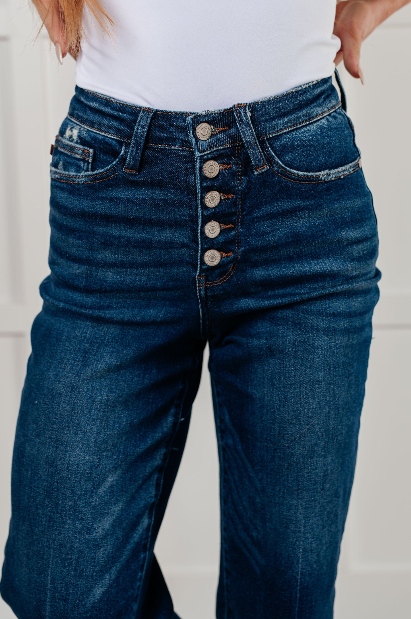 Judy Blue • Janice • High Rise Button Fly Wide Leg Crop Jeans
