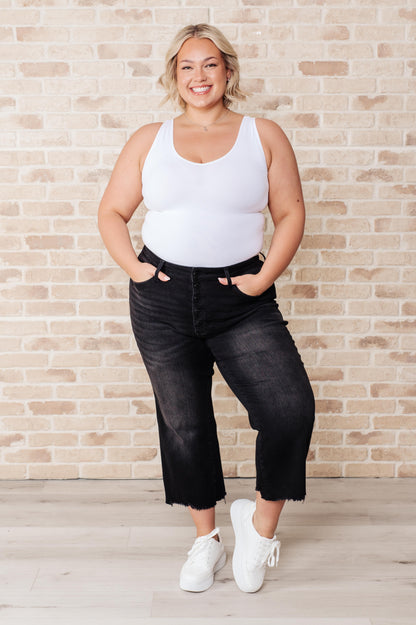 Judy Blue • Ryan • High Rise Button Fly Wide Leg Crop Jeans