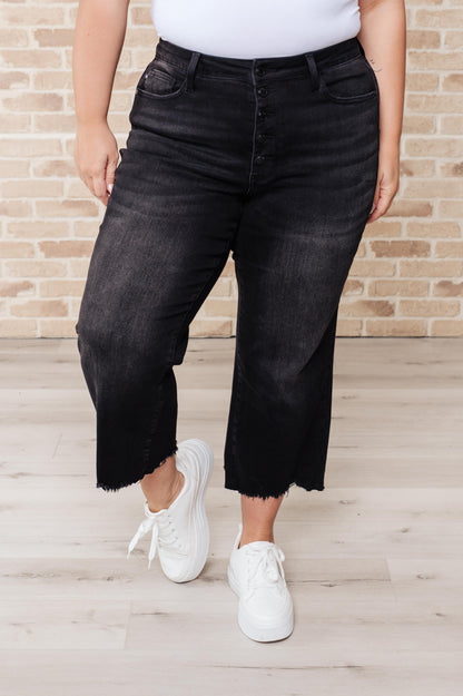 Judy Blue • Ryan • High Rise Button Fly Wide Leg Crop Jeans