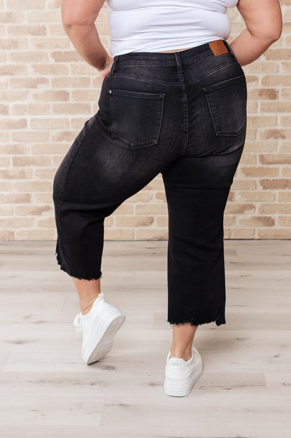 Judy Blue • Ryan • High Rise Button Fly Wide Leg Crop Jeans