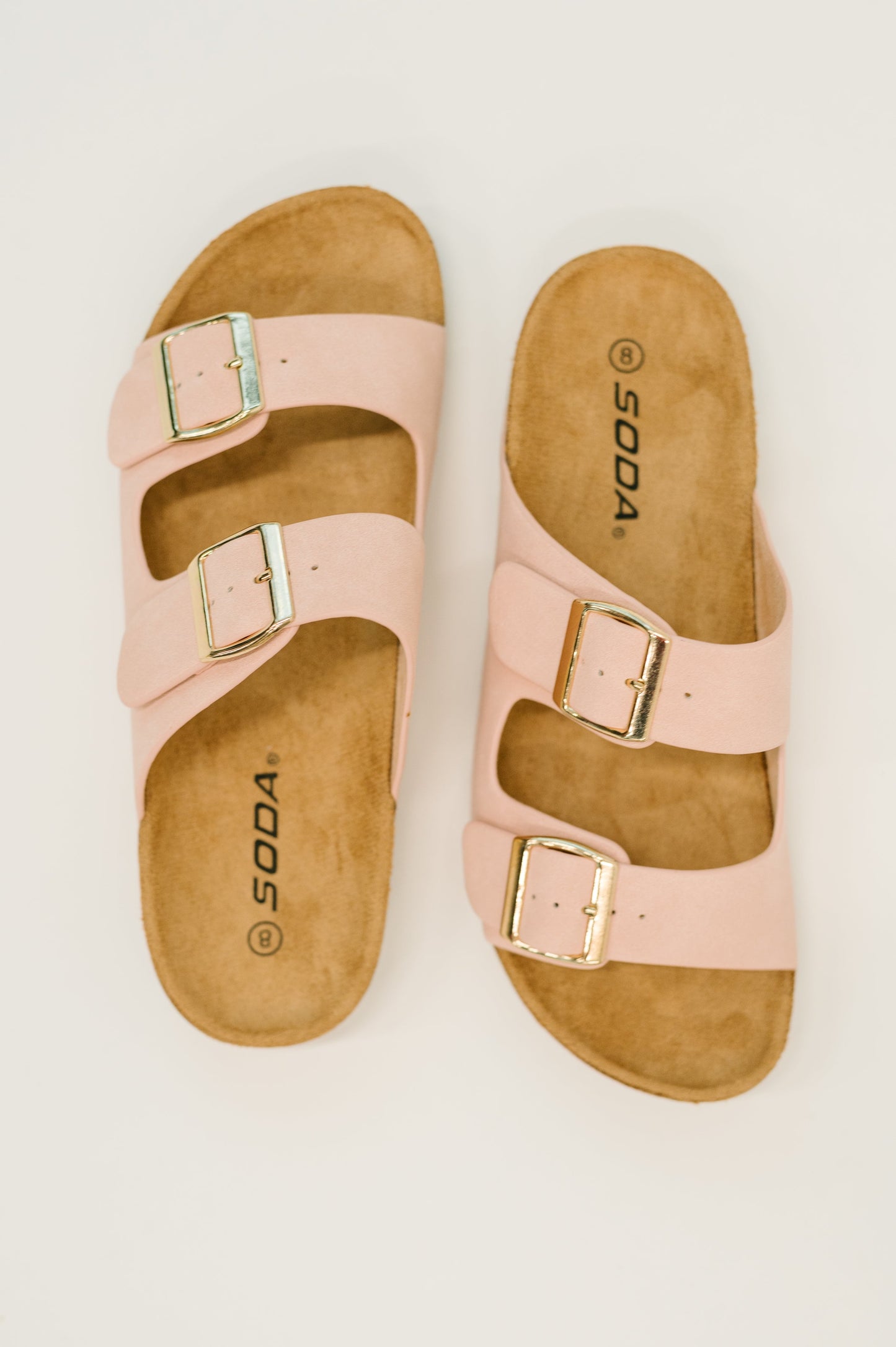 Soda • Jete Nubuck Double Buckle Slides in Blush