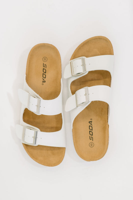 Soda • Jete Double Buckle Slides in White
