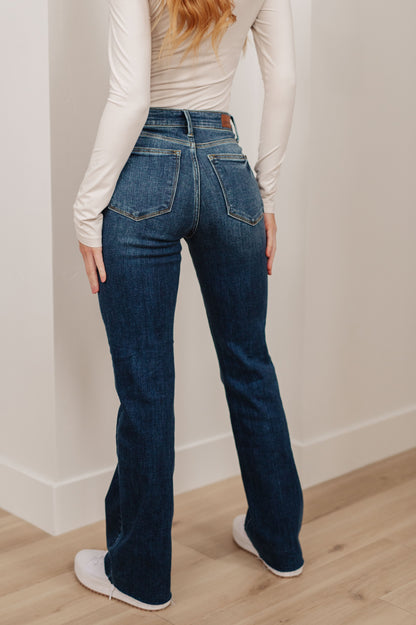 Judy Blue • Josephine Mid Rise Raw Hem Bootcut Jeans