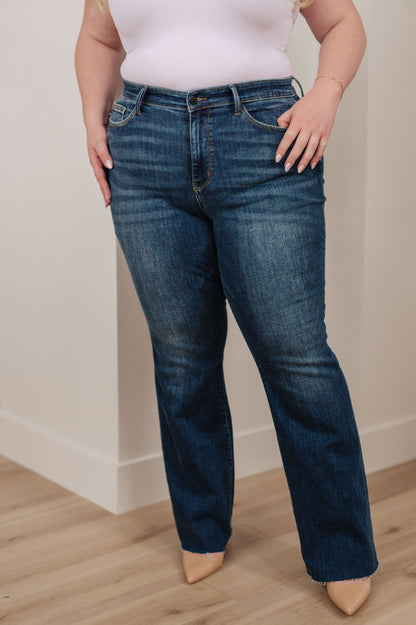 Judy Blue • Josephine Mid Rise Raw Hem Bootcut Jeans