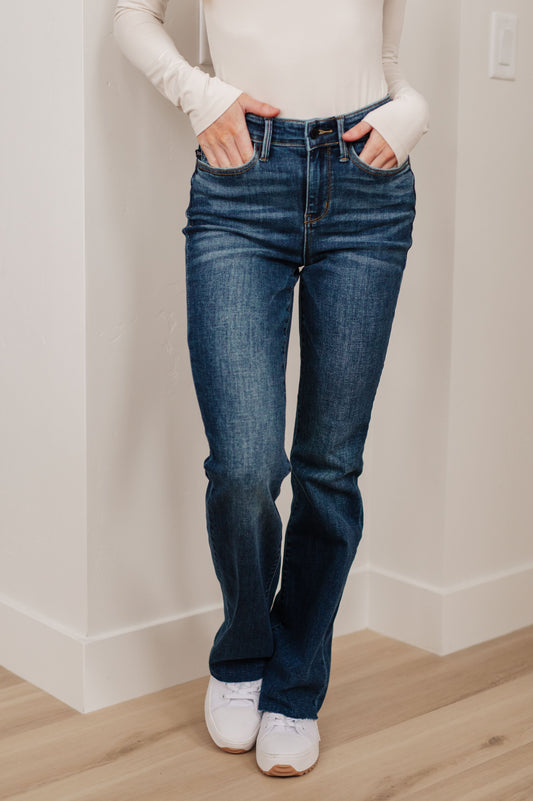 Judy Blue • Josephine • Mid Rise Raw Hem Bootcut Jeans