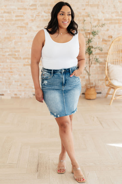 Judy Blue • Carol • High Rise Rigid Magic Denim Skirt