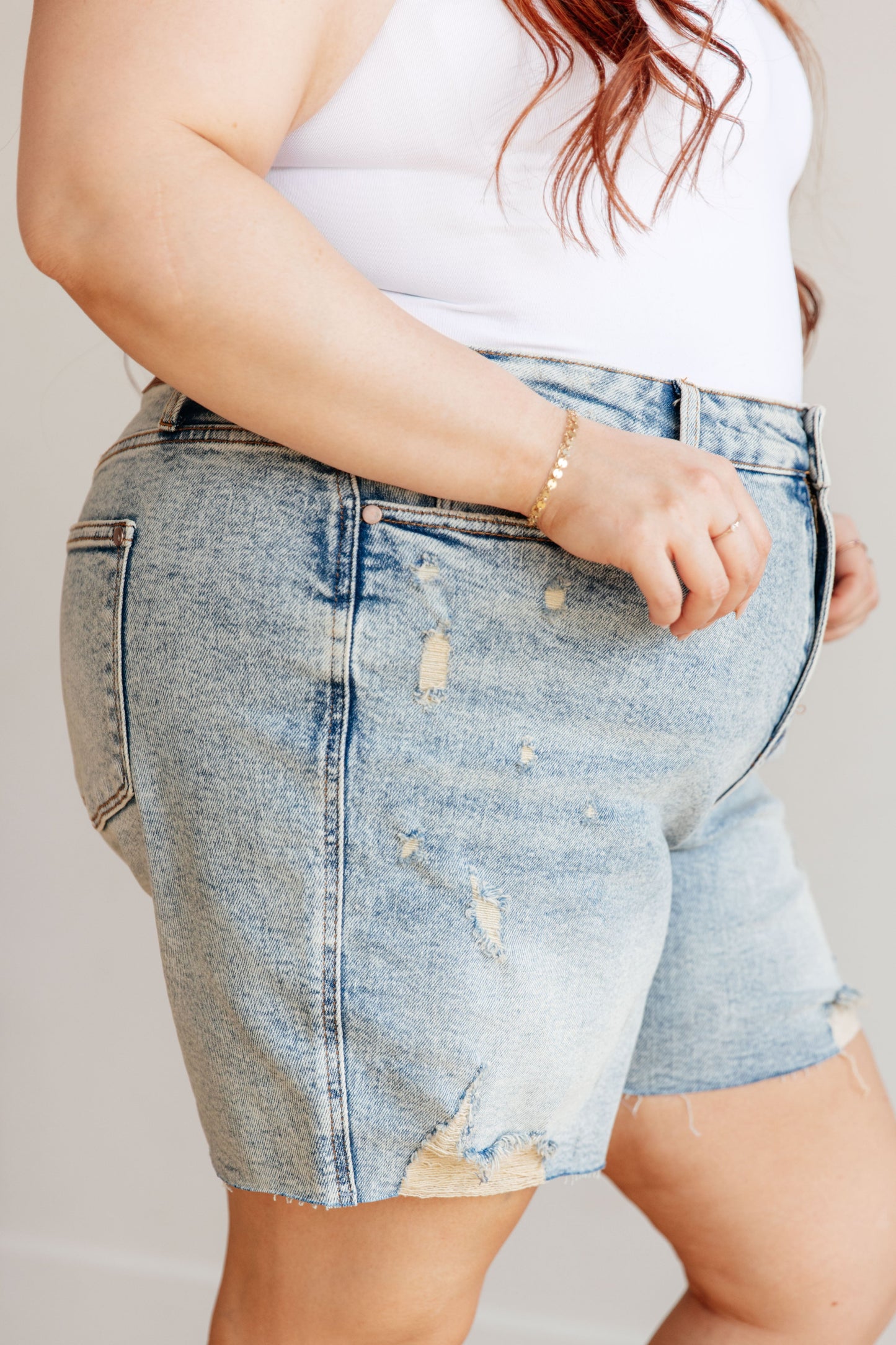 Judy Blue • Cindy • High Rise Mineral Wash Distressed Boyfriend Shorts