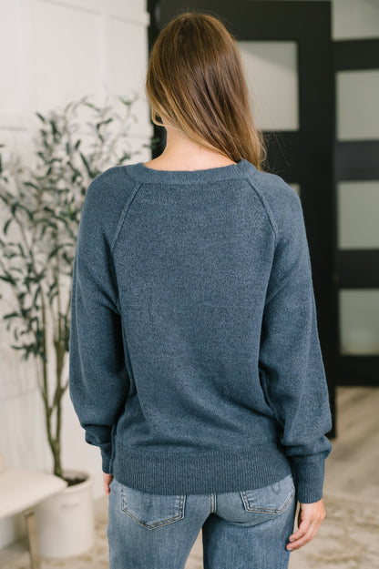 Zenana • Just For Me • Henley Brushed Pullover in Dusty Blue