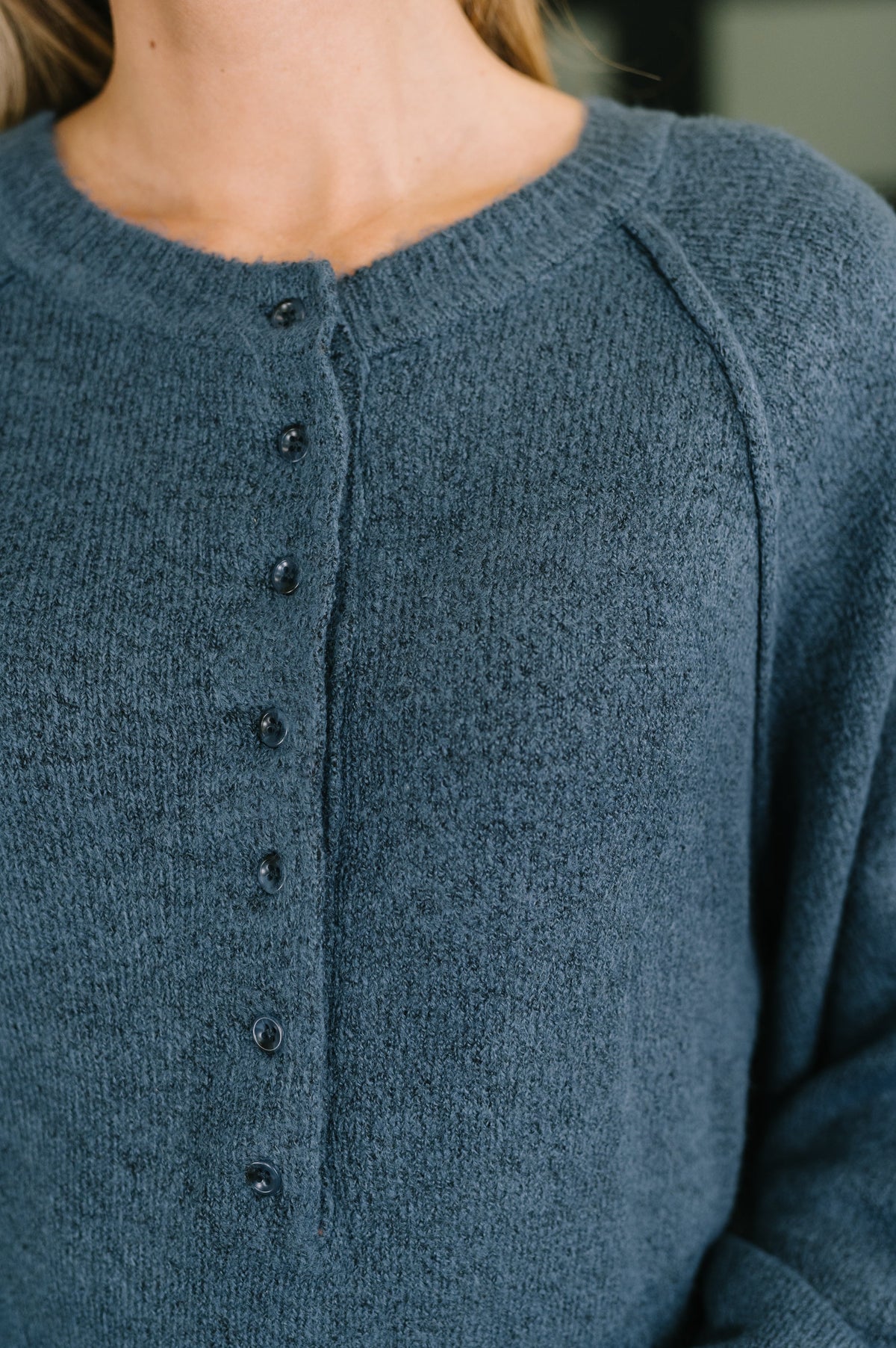 Zenana • Just For Me • Henley Brushed Pullover in Dusty Blue