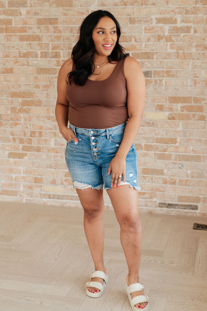 Judy Blue • Kara • High Rise Rigid Magic Button Fly Cutoff Shorts