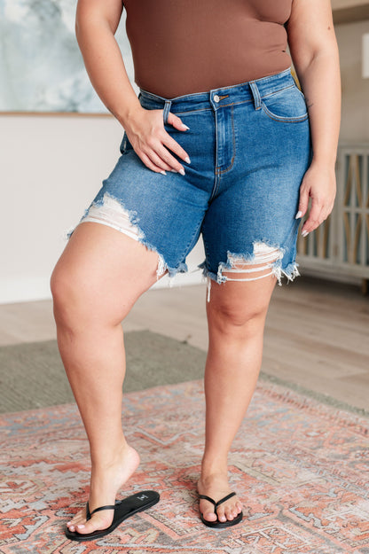 Judy Blue • Kelsey • Mid Rise Distressed Cutoff Shorts