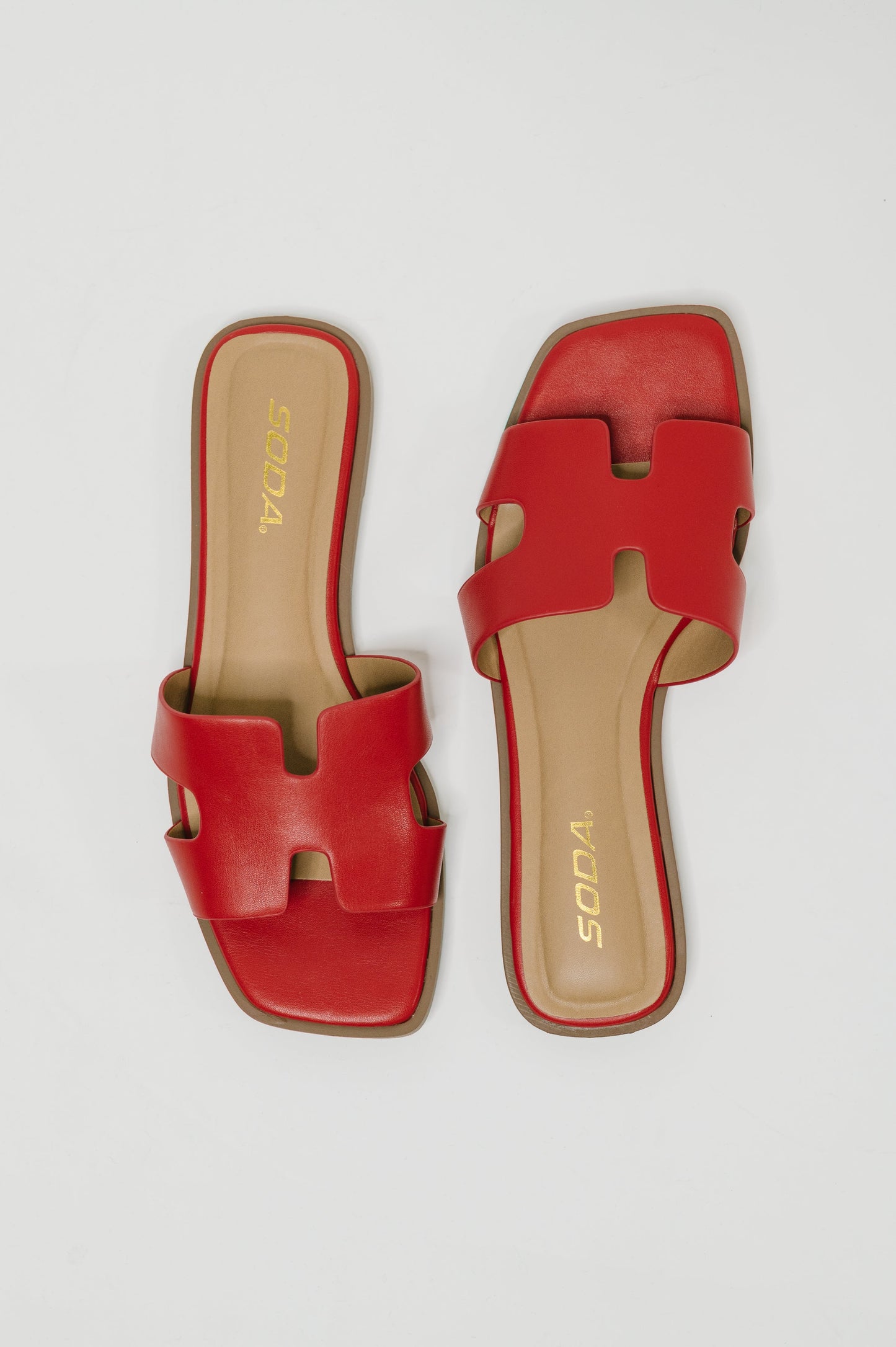 Soda • Knit Square Toe Slip on Sandal in Red