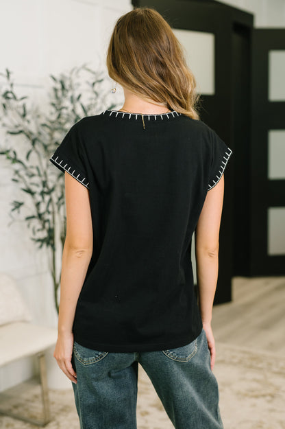 Little Details 100% Cotton • Trim Detail Top in Black