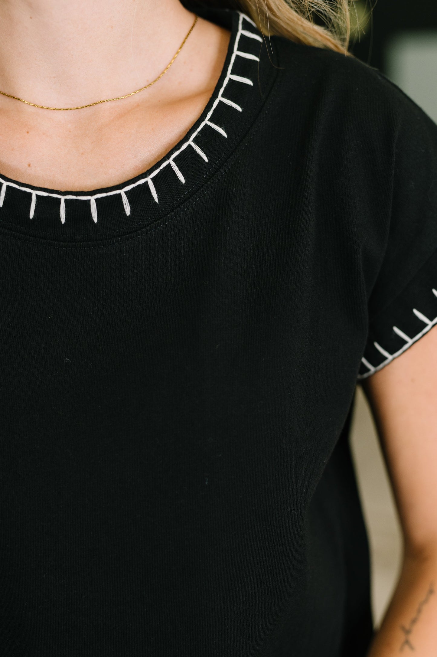 Little Details 100% Cotton • Trim Detail Top in Black
