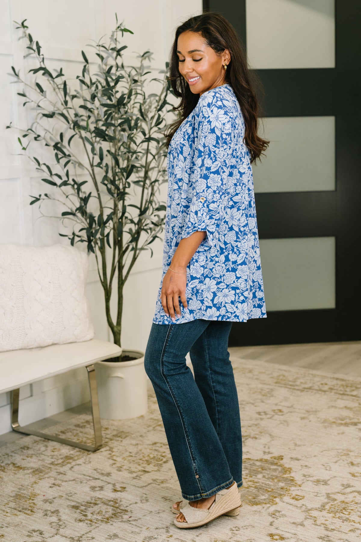 Dear Scarlett • Lizzy Cardigan in Blue and White Floral