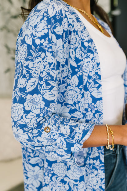 Dear Scarlett • Lizzy Cardigan in Blue and White Floral