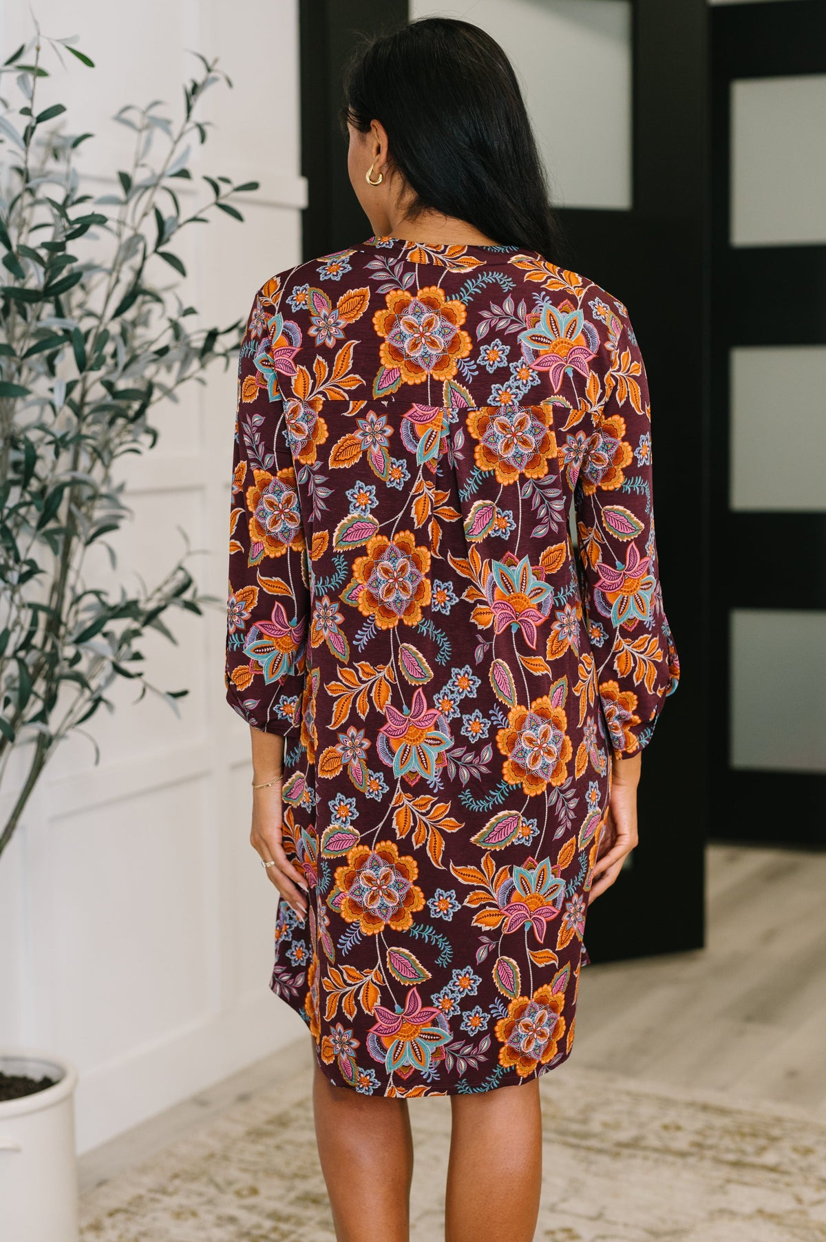 Dear Scarlett • Lizzy Long Sleeve Dress in Chocolate Floral