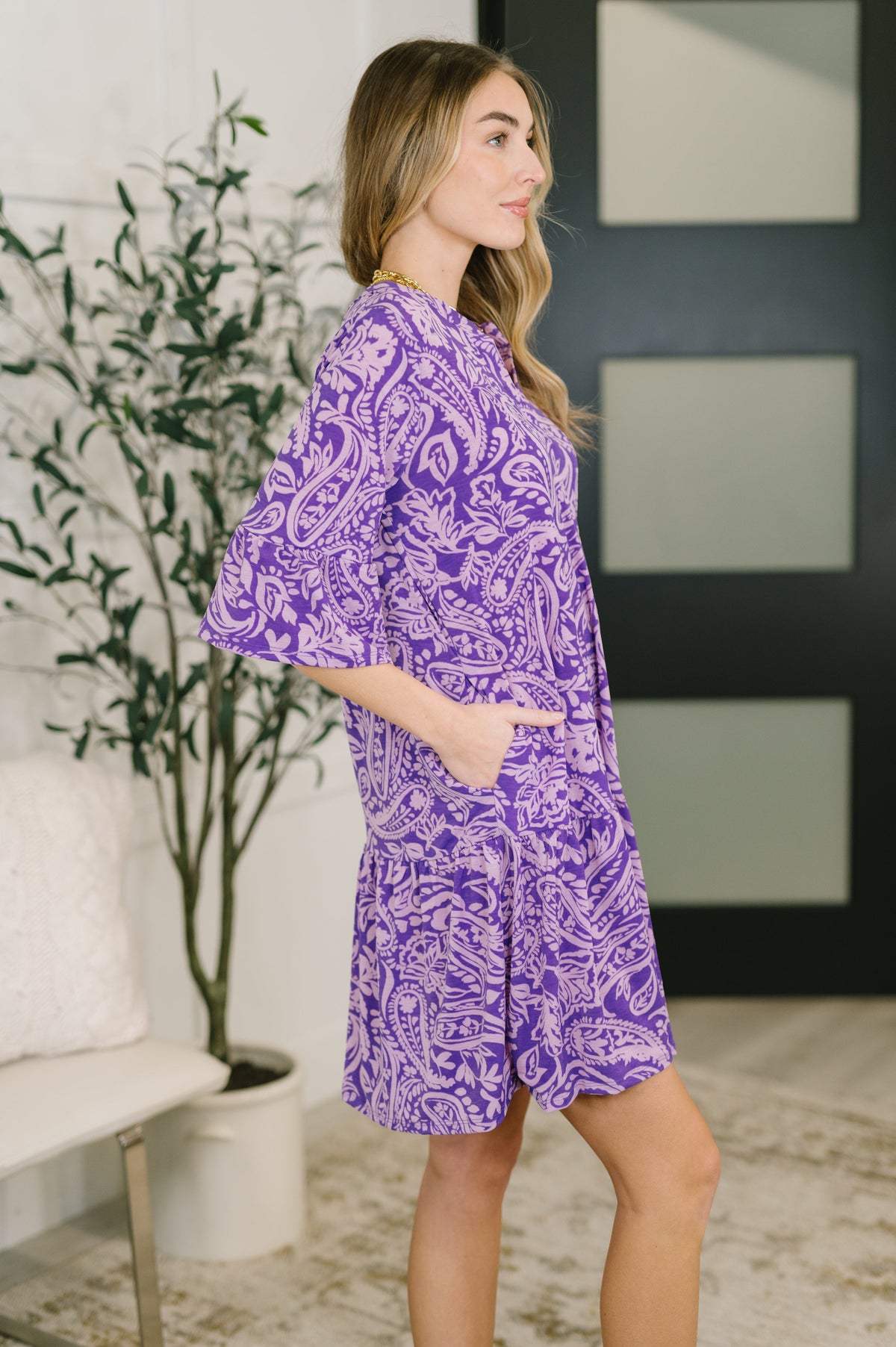Dear Scarlett • Lizzy Sunday Dress in Purple Paisley