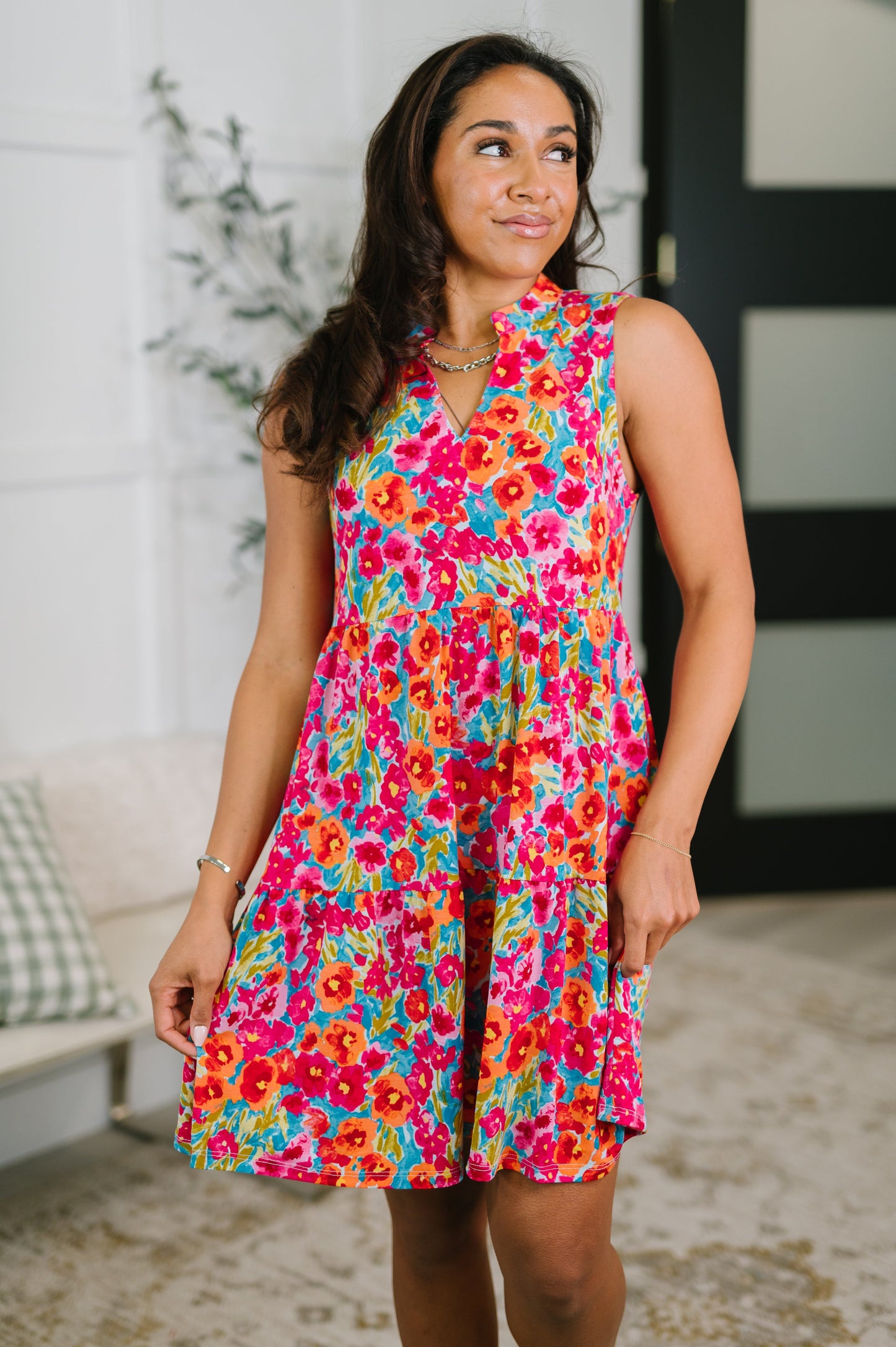 Dear Scarlett • Lizzy Three Tier Tank Dress in Morning Glory