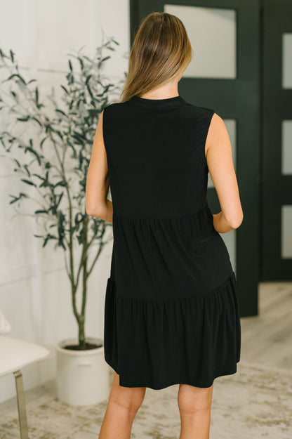 Dear Scarlett • Lizzy Tiered Tank Dress in Black