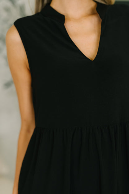 Dear Scarlett • Lizzy Tiered Tank Dress in Black