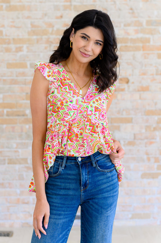 Emily Wonder • Lucy Eyelets Top in Ivory Multi