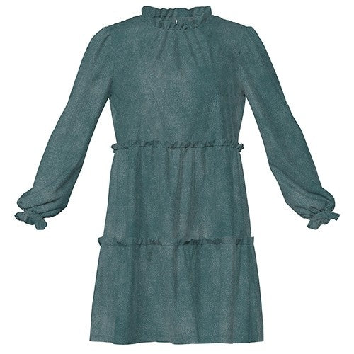 LuLaRoe Annabelle Ruffled Tiered Dress • Green Subtle Wash