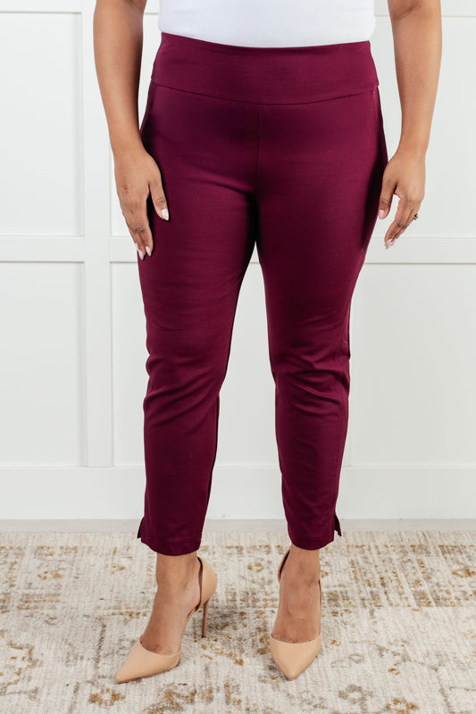 Dear Scarlett • Magic Ankle Crop Skinny Pants in Wine