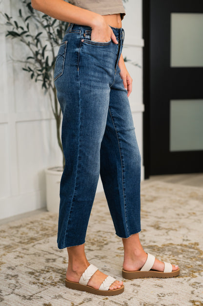 Judy Blue • Maisie • High Waist Back Pocket Embroidery Crop Wide Leg