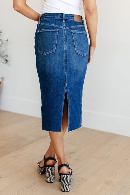 Judy Blue • Marcy • High Rise Denim Midi Skirt