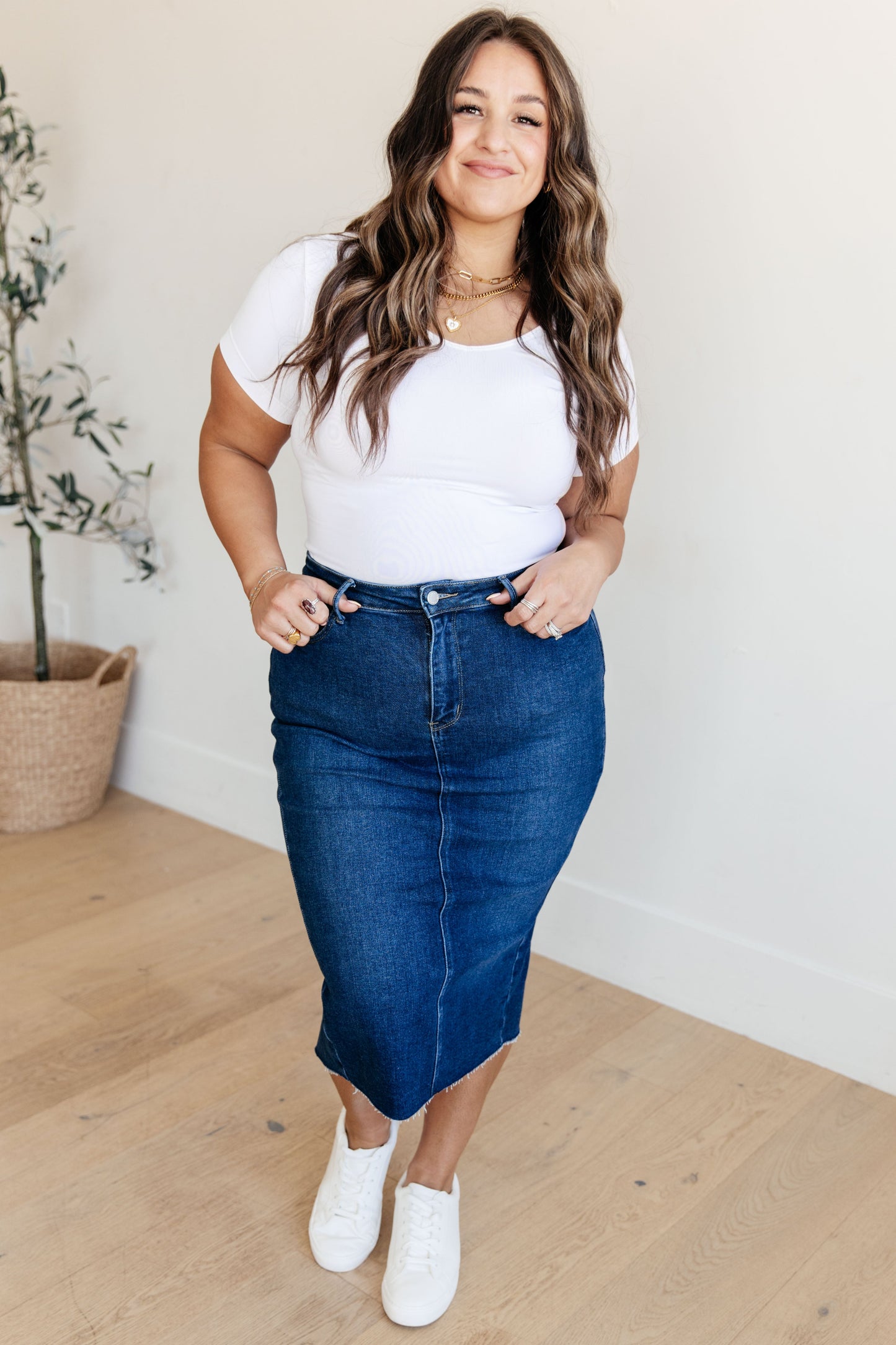 Judy Blue • Marcy • High Rise Denim Midi Skirt