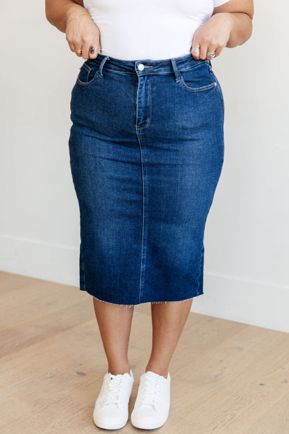 Judy Blue • Marcy • High Rise Denim Midi Skirt