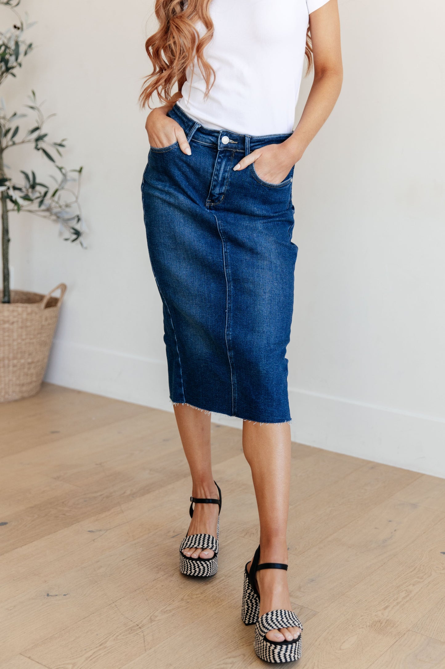 Judy Blue • Marcy • High Rise Denim Midi Skirt