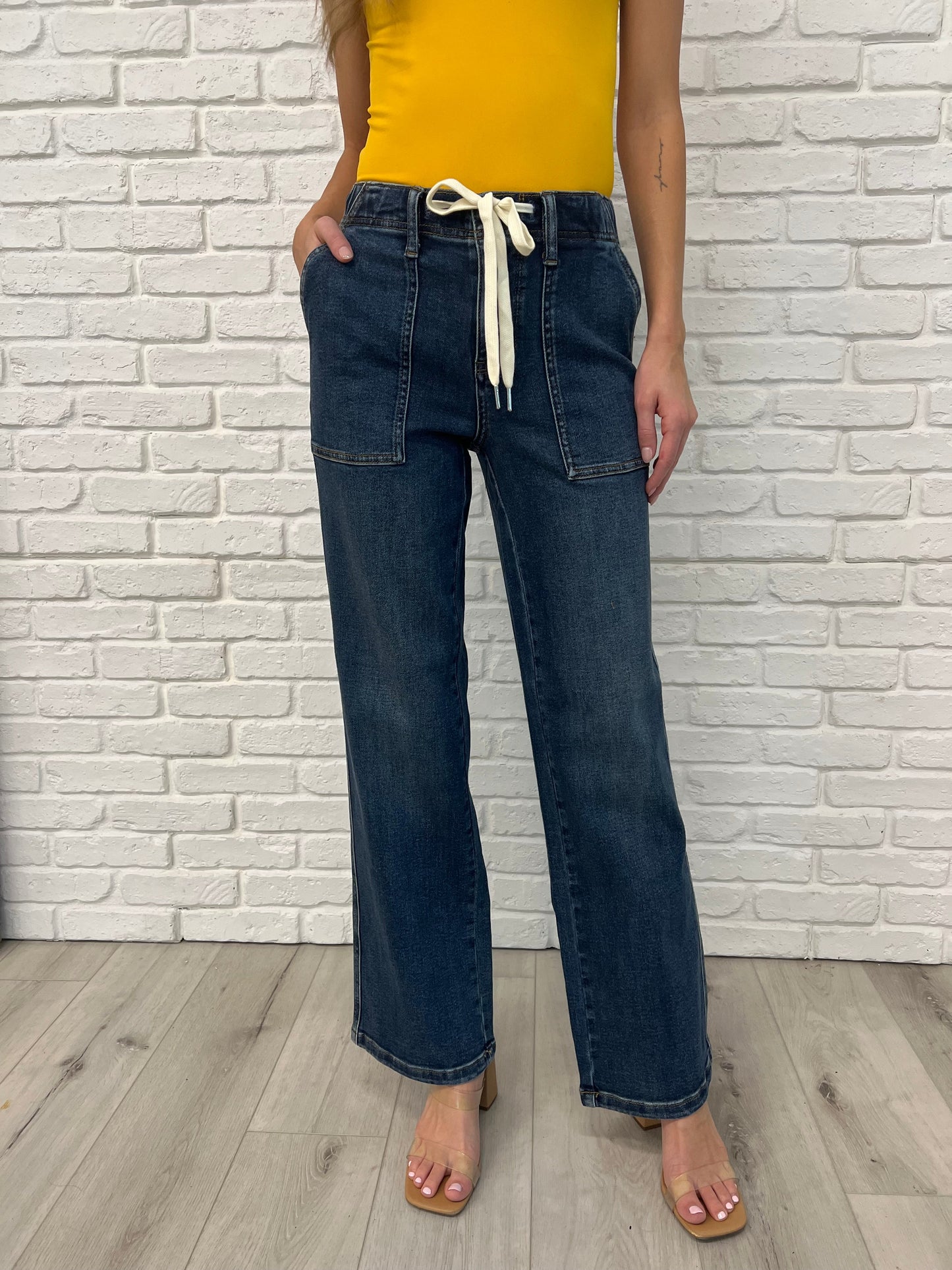 Judy Blue • Melanie • High Rise Drawstring Wide Leg Jeans