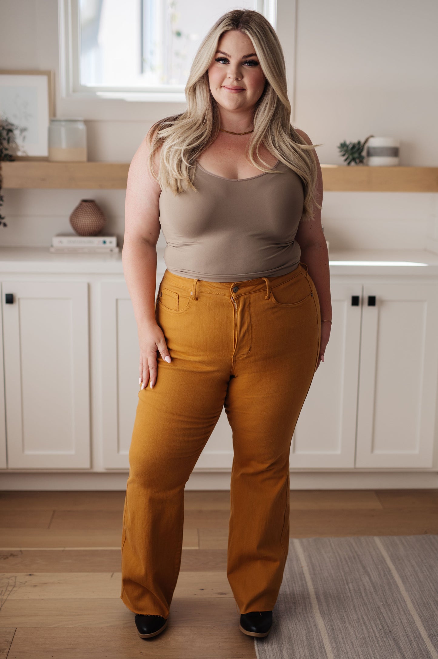 Judy Blue • Melinda High Rise Control Top Flare Jeans in Marigold