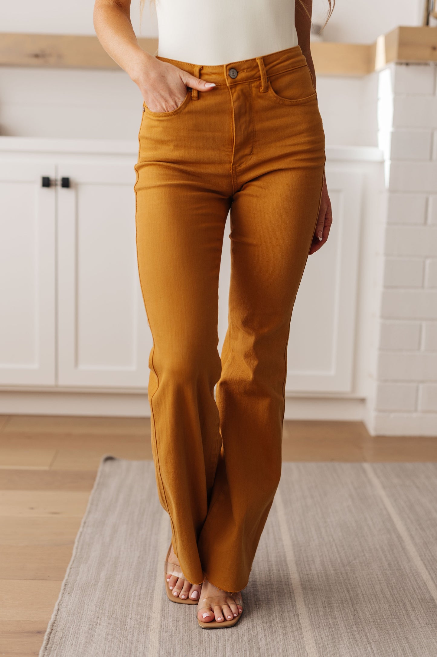 Judy Blue • Melinda High Rise Control Top Flare Jeans in Marigold
