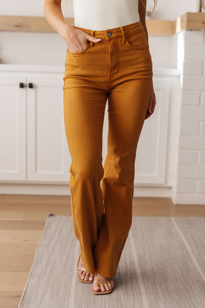 Judy Blue • Melinda High Rise Control Top Flare Jeans in Marigold