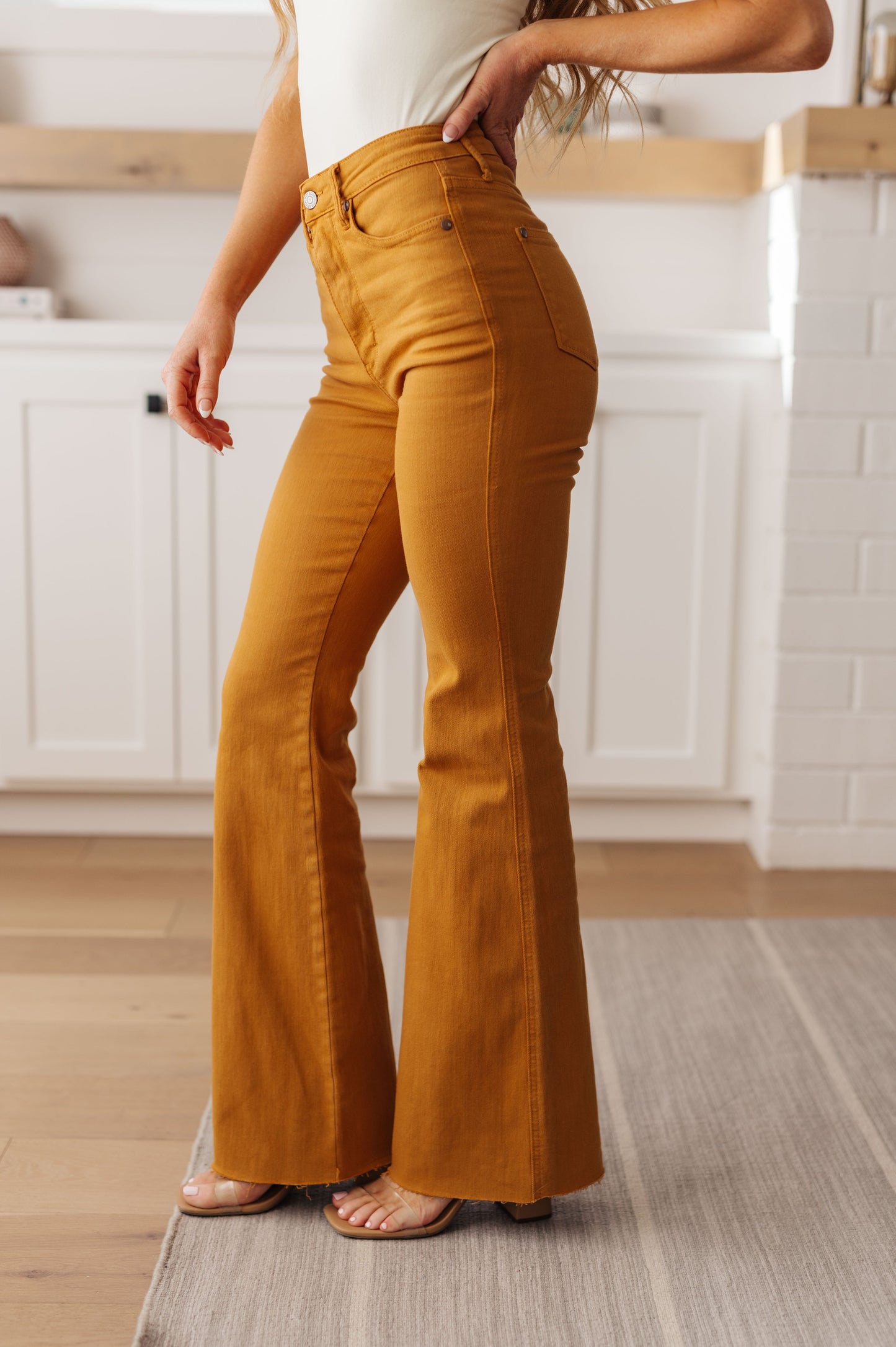 Judy Blue • Melinda High Rise Control Top Flare Jeans in Marigold