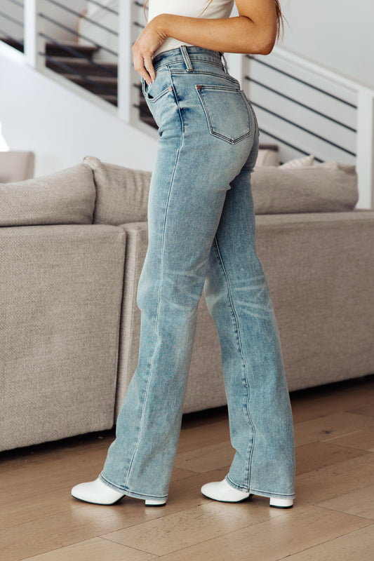 Judy Blue • Miranda • High Rise Plaid Cuff Vintage Straight Jeans