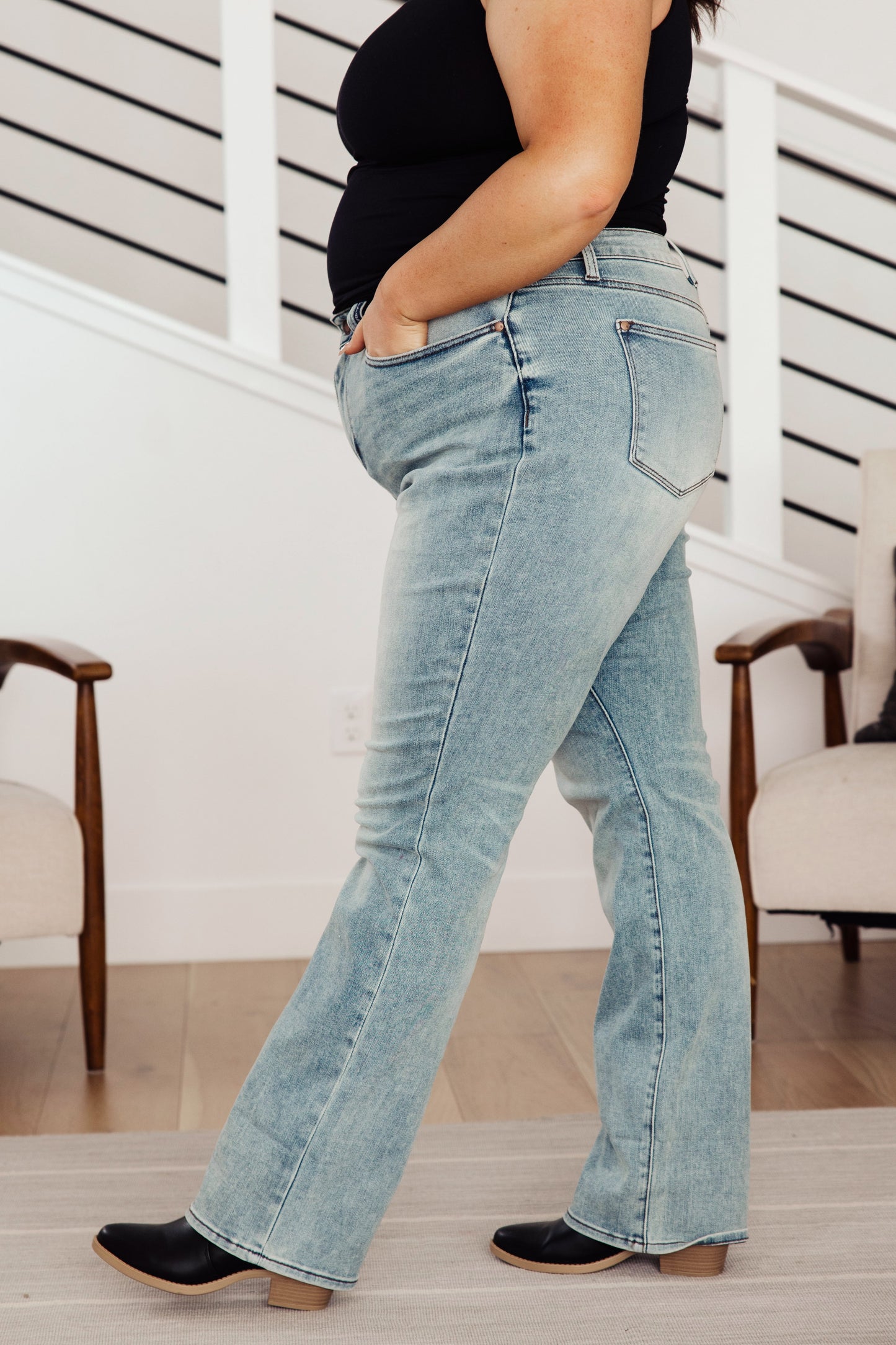 Judy Blue • Miranda High Rise Plaid Cuff Vintage Straight Jeans