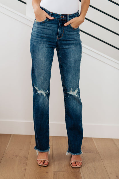 Judy Blue • Morgan High Rise Distressed Straight Jeans