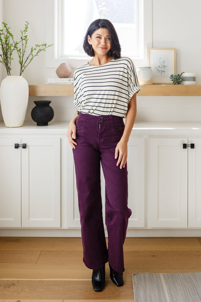Mica Denim • Petunia High Rise Wide Leg Jeans in Plum